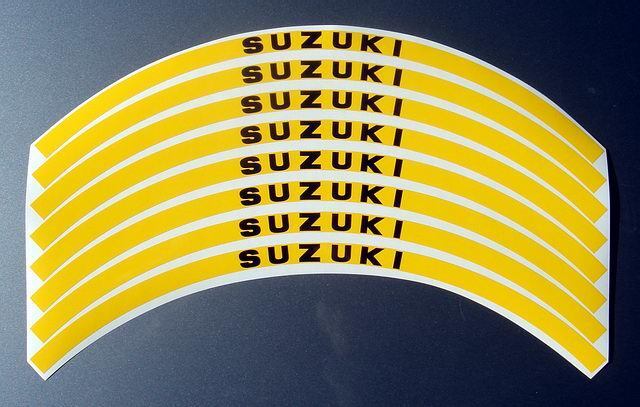 Yellow SUZUKI Logo Rim Stripes GSXR TL1000R TL1000S SV650 SV1000 Hayabusa DL1000