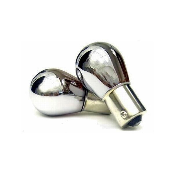 2x CHROME Turn Signal Globes Bulb HAYABUSA GSXR ZX6 ZX10 ZX14 1156 Offset BAU15s