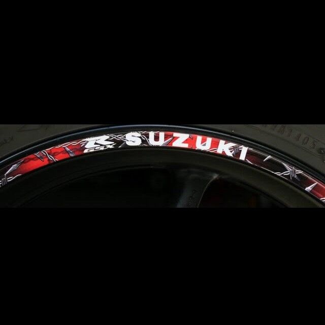 Red SUZUKI GSXR Logo Barbed Wire Rim Stripes / Tape GSX-R 600 750 1000 1100