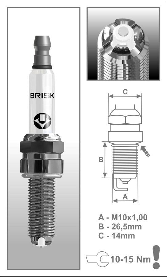 3 x BRISK COR10LGS Spark Plugs - 2021 + Yamaha MT-09 / SP and Tracer 9 GT