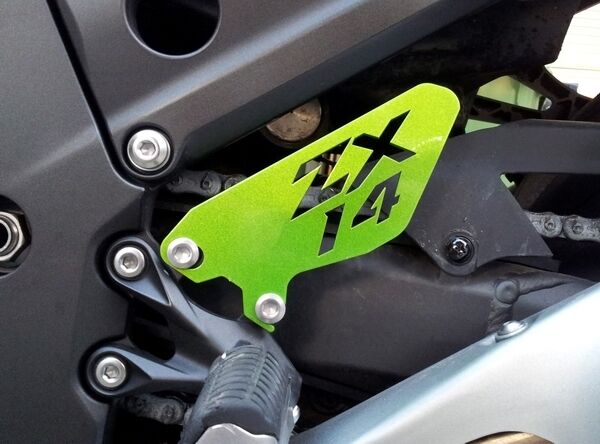 Kawasaki  ZX14  Logo Heel Guards ZZR1400 ZX14R Ninja - Metallic Green