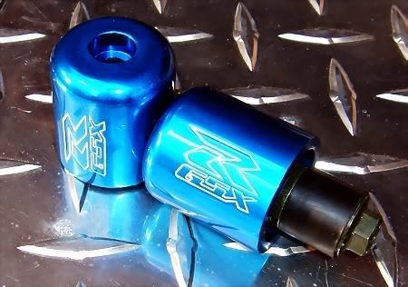 GSX-R Engraved BLUE Bar Ends / Sliders GSXR 250 600 750 1000 1100