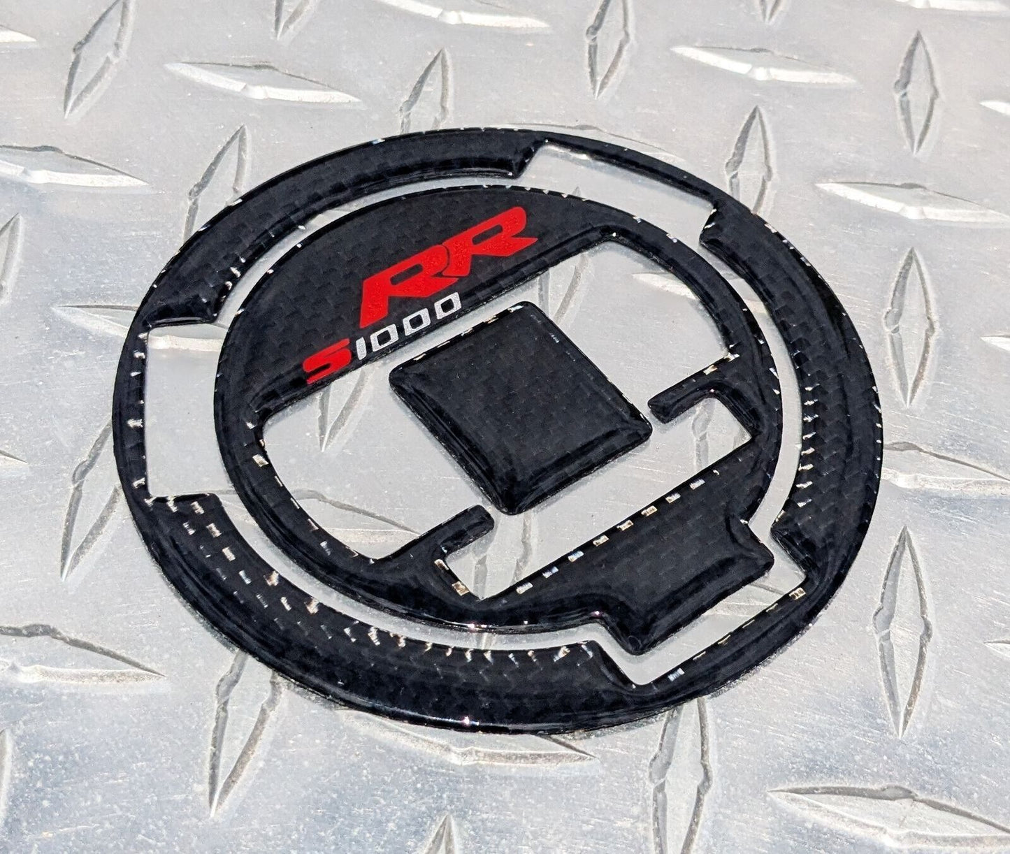 Real Carbon Fibre Fuel / Gas Cap Pad - BMW  2009 + S1000RR Tank Sticker / Decal