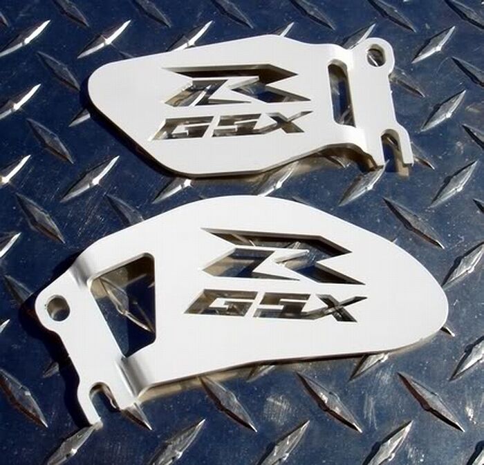 White GSXR Logo Heel / Ankle Guards / Plates GSX-R 600 750 1000