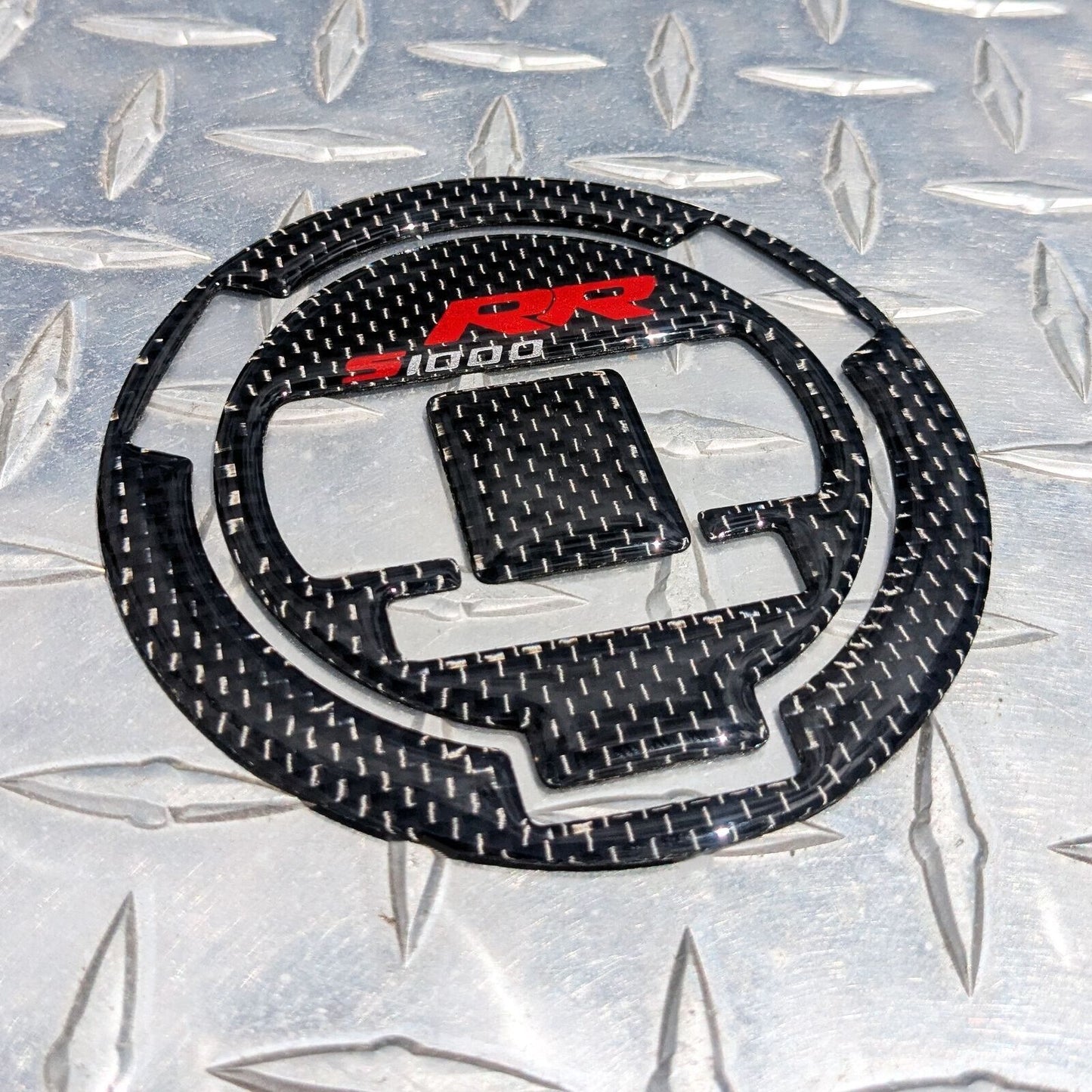 Real Carbon Fibre Fuel / Gas Cap Pad - BMW  2009 + S1000RR Tank Sticker / Decal