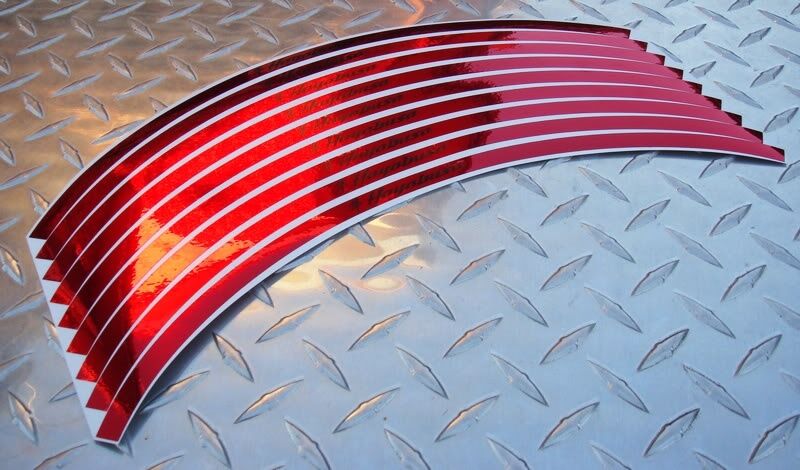 Red CHROME Hayabusa Kanji Logo Rim Stripes / Tape - Suzuki GSXR GSX1300R BUSA