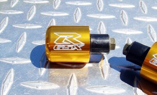 GSX-R Engraved GOLD Bar Ends / Sliders ALL GSXR 600 750 1000 1100