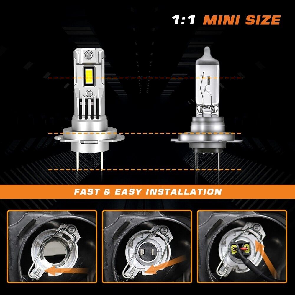 Dual H7 LED Headlight Bulbs ZX6R ZX10R Ninja 250R 300 650R Z750S Z800 Z900 Z1000