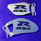 GSXR Logo Heel Guards Plates GSX-R 600 750 1000 - Gunmetal Grey