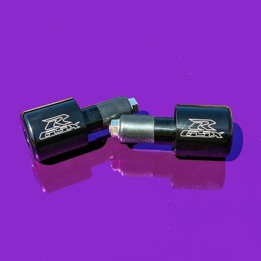 Suzuki GSX-R600 GSX-R750 Engraved Bar Ends / Sliders GSXR GSX-R 600 750 Black