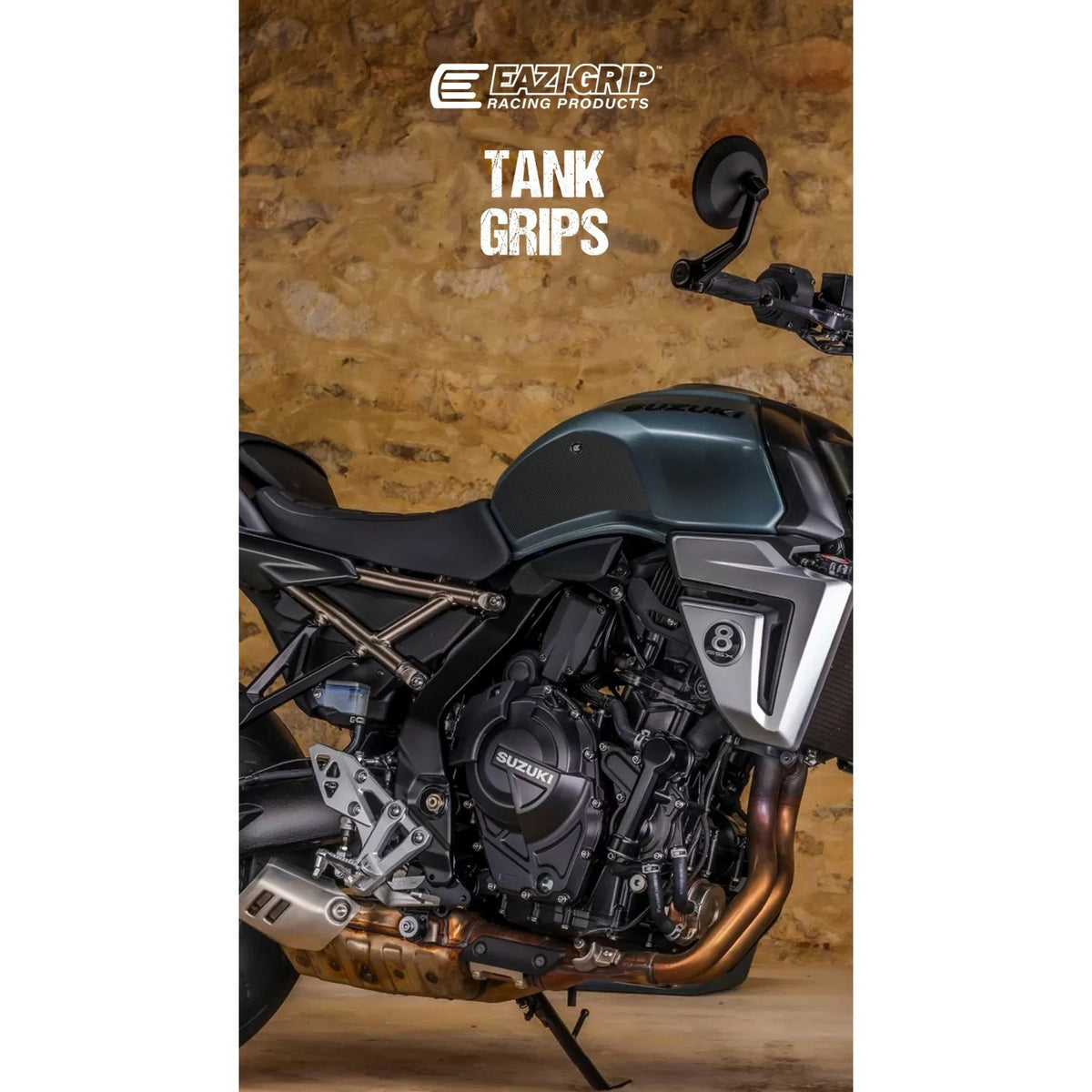 2026 + Suzuki GSX-8T GSX-8TT Eazi-Grip PRO Tank Traction Pads / Grips - Black